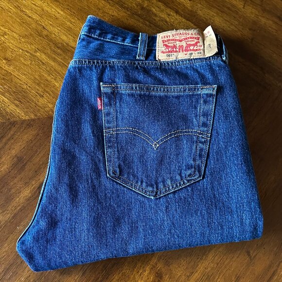 Vintage Mens Levis 501 Original Straight Leg Button Fly Denim Jeans 38x32 - Picture 4 of 8